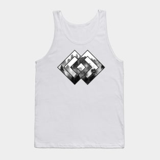 Geometric Forest - Black and White Minimal Tank Top